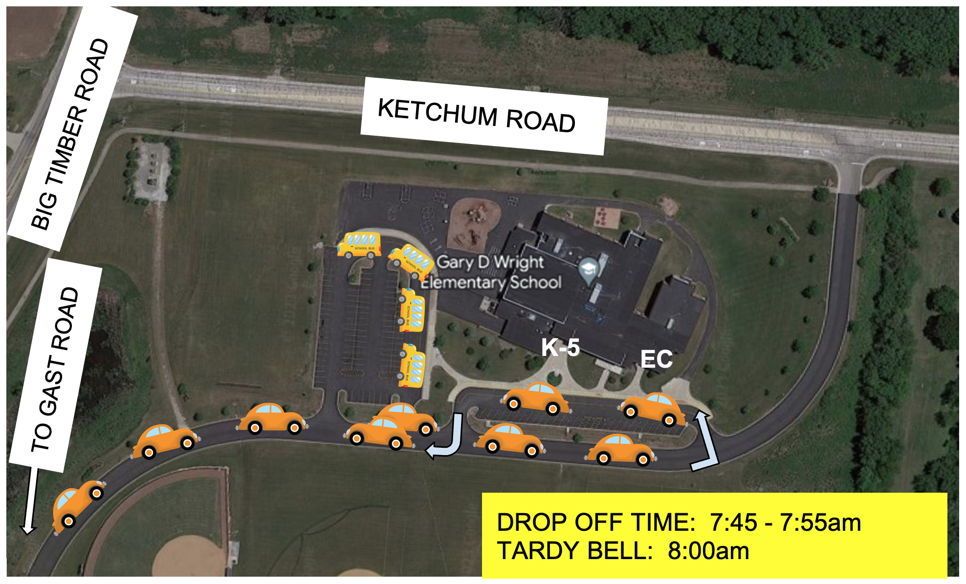 WES Map of Morning Arrival Route 